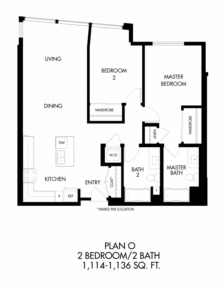 Floor plan for 2 beds, 2 baths, 1135 sqft